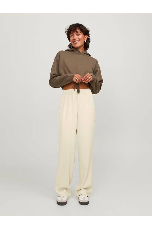 High Waist Regular Cream Women's Pants12200751