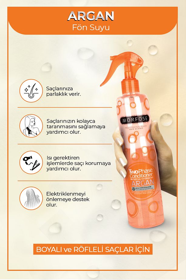 Çift Fazlı Argan Içeren Fön Suyu 400 ml - Boyalı Saçlar 2 Adet - 2