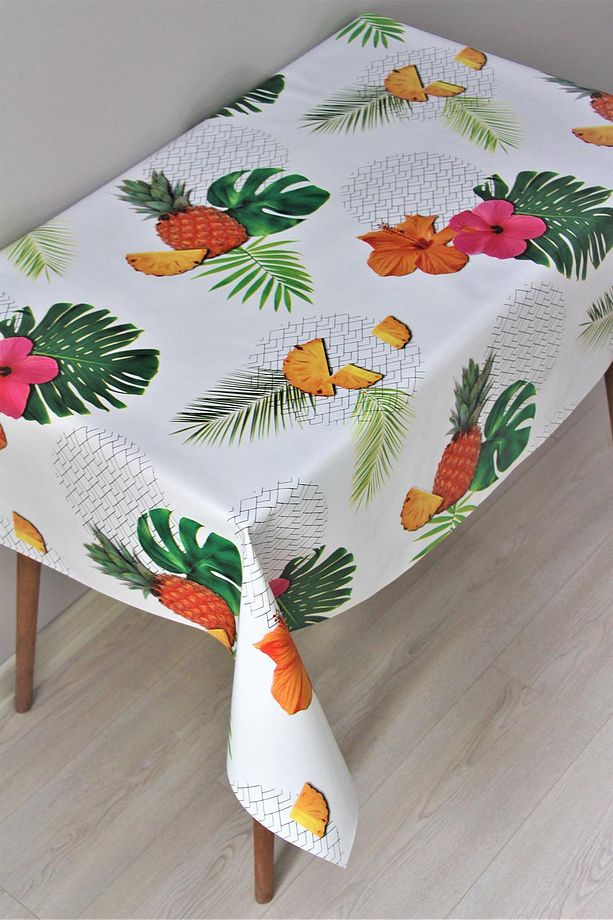 Astarlı Silinebilir Pvc Muşamba Masa Örtüsü - Ananas - 8097-1y - 3