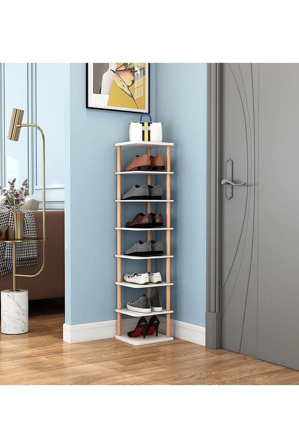 8 Katlı Dikey Ayakkabılık Yedi Bölmeli Ayakkabı Organizer Dekoratif Ayakkabı Rafı - 1
