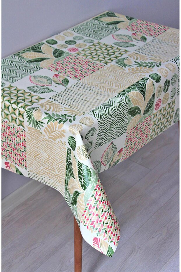 Fiber Lined Erasable Pvc Oilcloth Tablecloth 1197-3Square Green Sheet