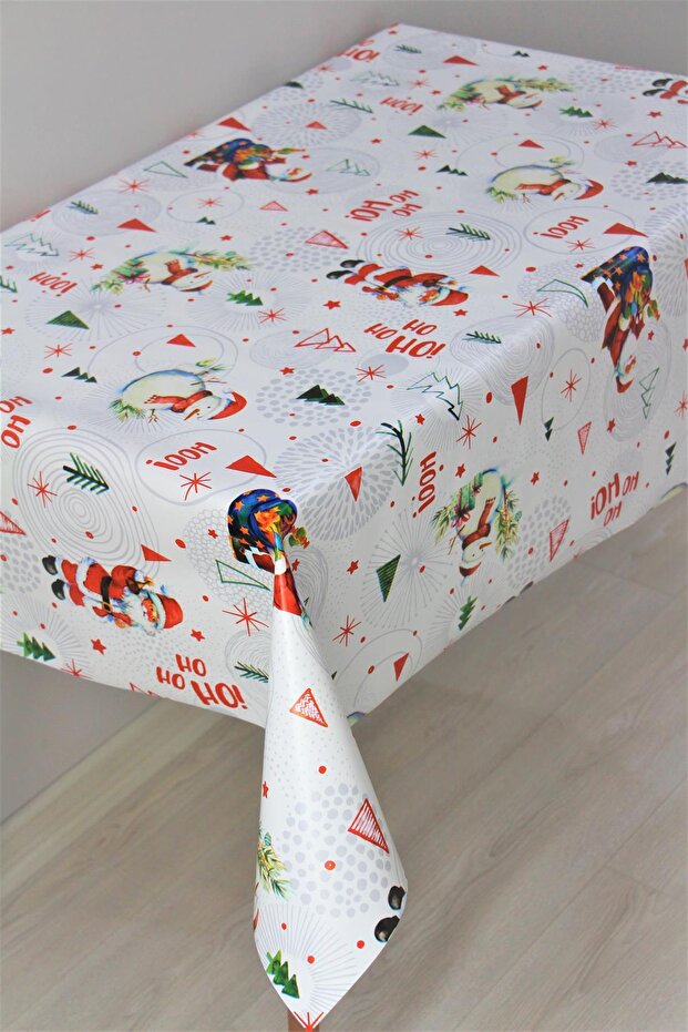 Fiber Lined Erasable PVC Oilcloth Tablecloth Ho Ho Ho