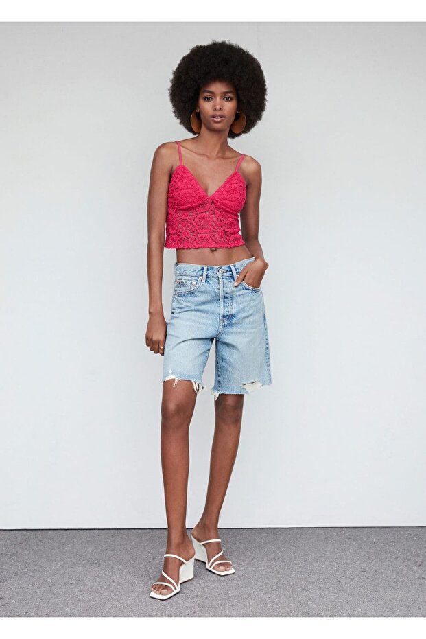 Kroşe cropped bluz - 2