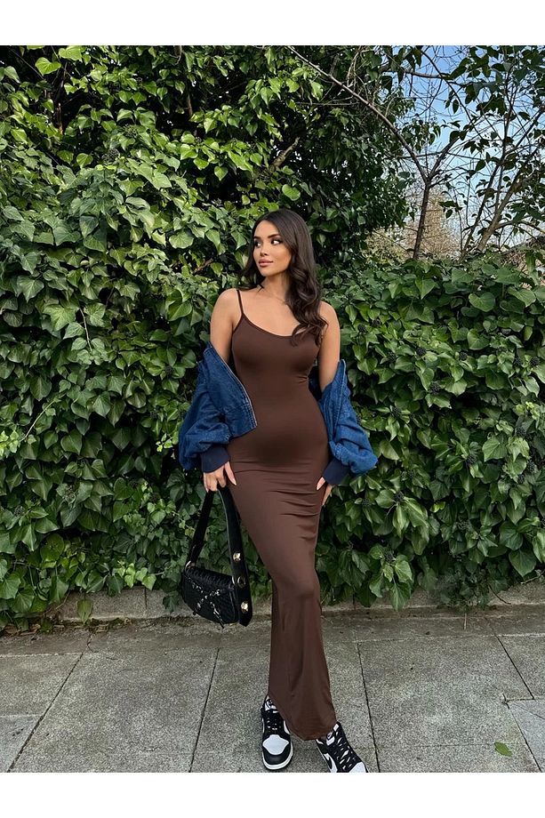 Isabelle askılı Uzun Elbise - 1