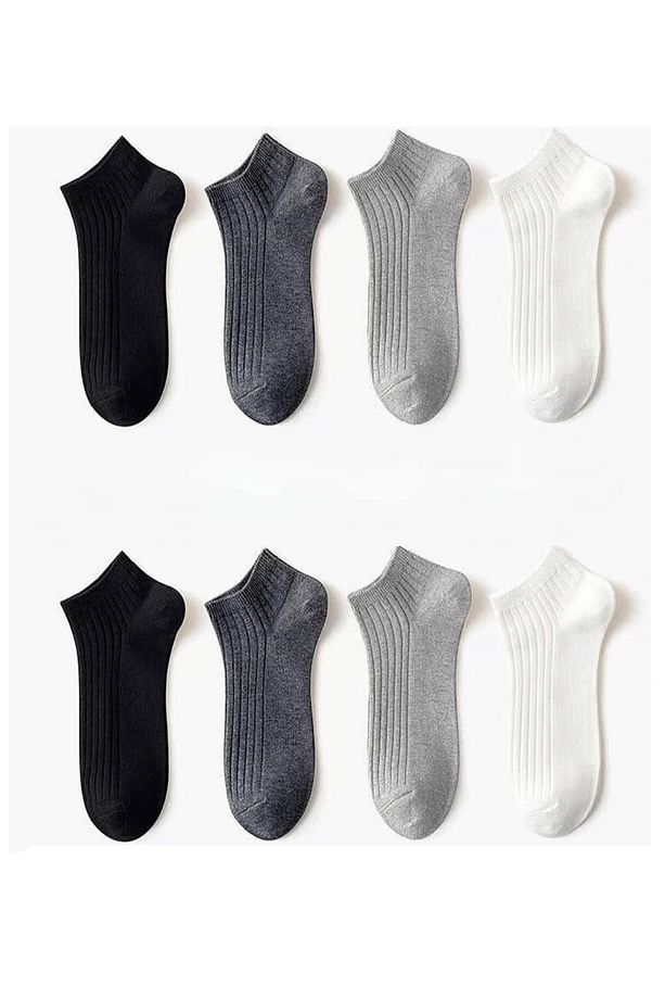 Unisex Pamuklu Extra Konforlu ve Yumuşak Derbili Çorap Seti 8 Çift - 2