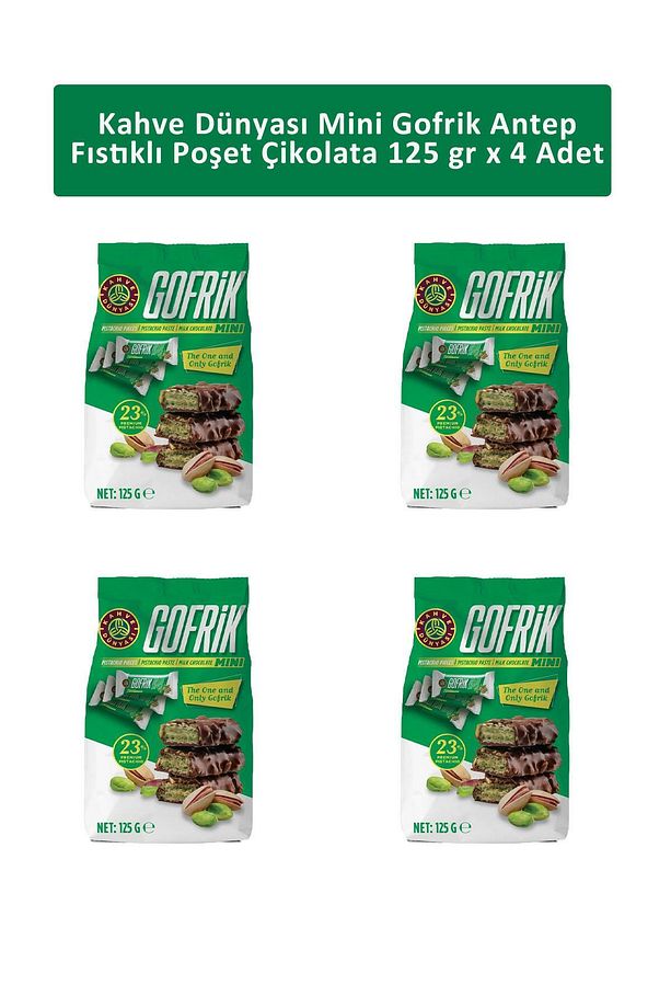 Mini Gofrik Antep Fıstıklı Poşet Çikolata 125 gr x 4 Adet - 1