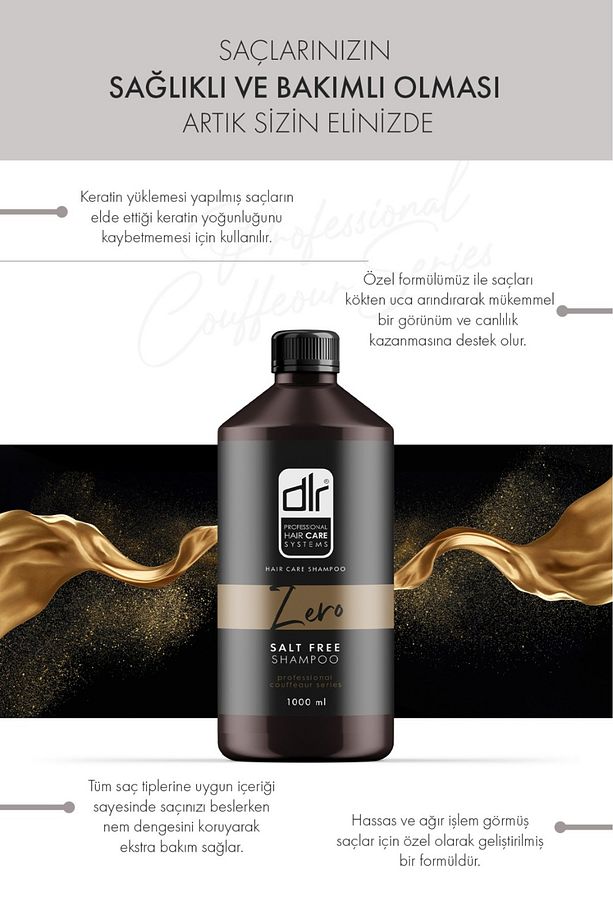 Zero Tuzsuz Şampuan 1000 ml - Profesyonel Kuaför Kalitesinde Onarıcı Ve Parlaklık! - 2
