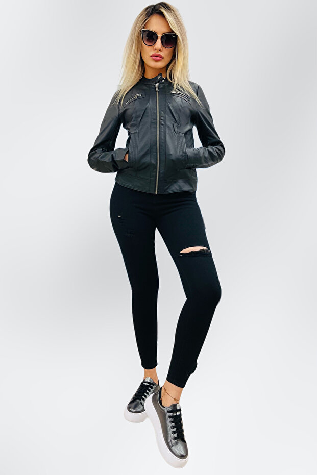 Women's Faux Leather Jacket15081400-24