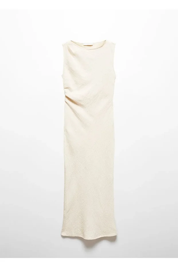 Drape yırtmaçlı elbise - 3