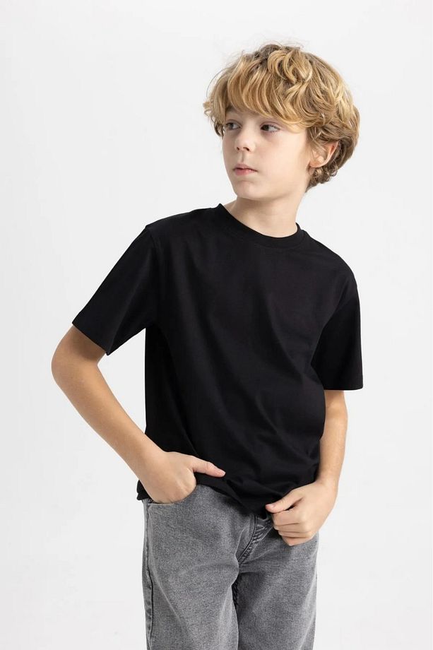3'lü  unisex kız erkek set 1 adet gri kargo cep eşofman altı 2 adet basic t-shirt 7-14 yaş - 3