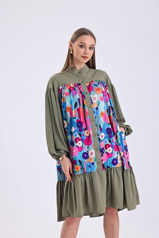 BUTTONED PLEATED DRESS - 2