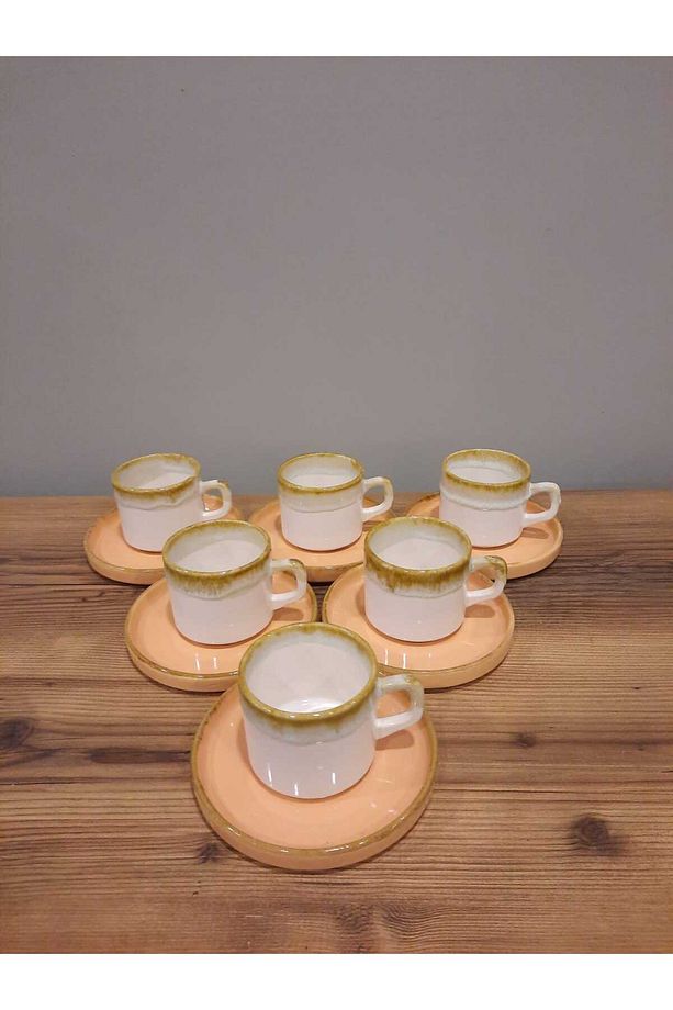 KERAMİKA 12 PARÇA 6 KİŞİLİK ÇAY FİNCAN TAKIMI STACKABLE - 3