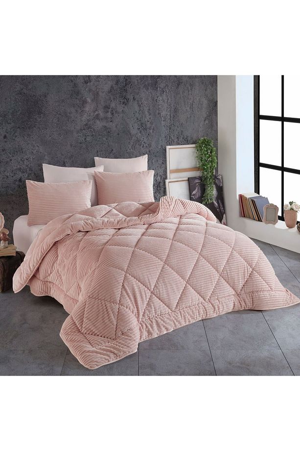 Premium Soft Tek Kişilik Yorgan Seti Pudra - 3
