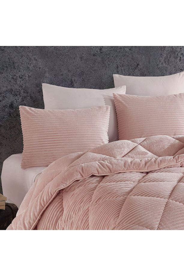 Premium Soft Tek Kişilik Yorgan Seti Pudra - 4