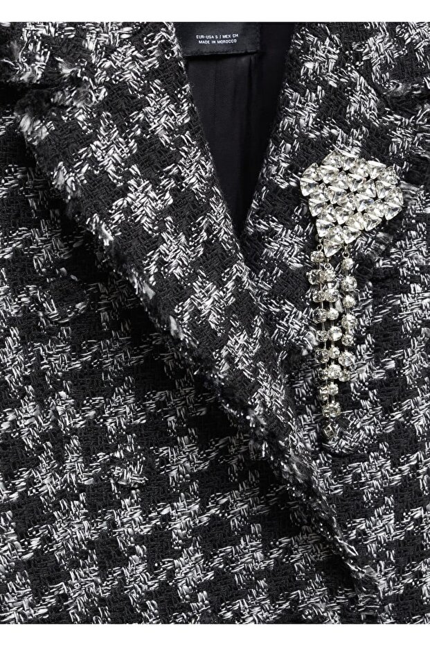 Tüvit Broşlu Blazer Ceket - 7