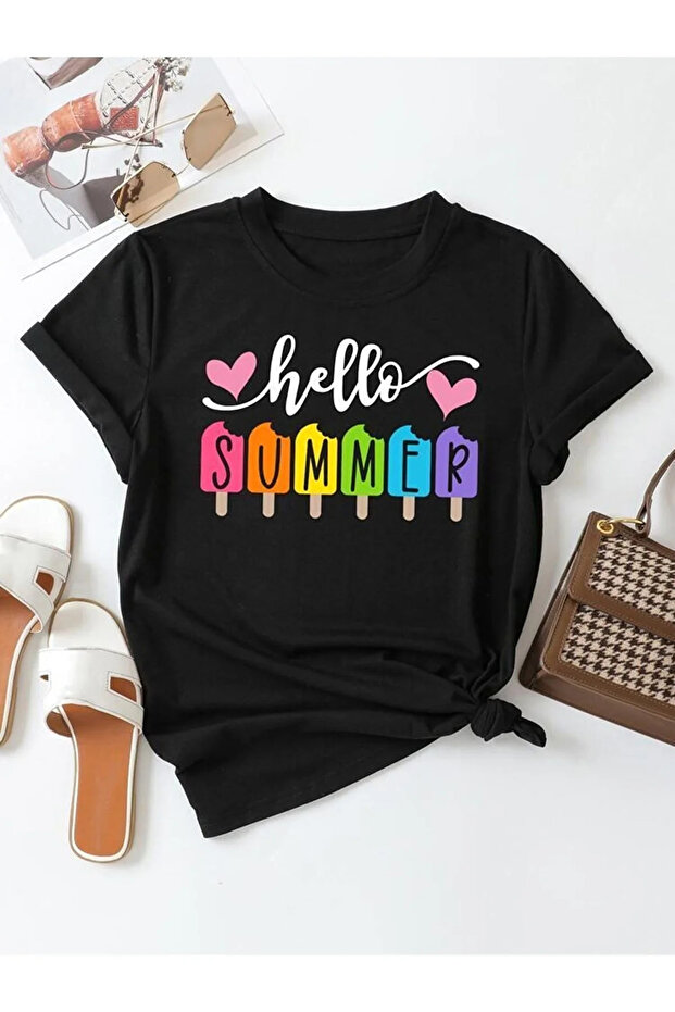 تي شيرت مطبوع عليه Hello SUMMER للأطفال