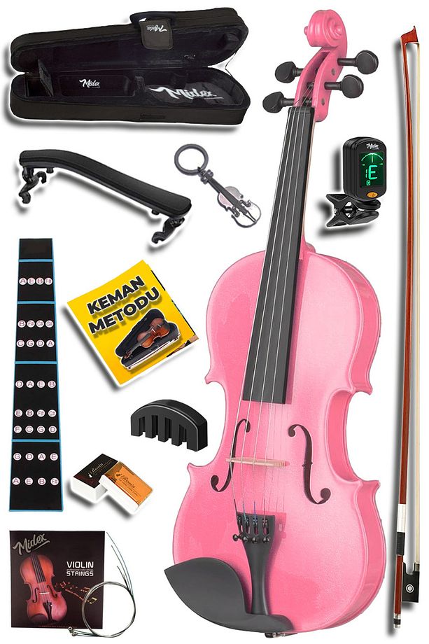 Hga24pink-pak Pembe 1/2 Çocuk Kemanı Seti (YASTIK TUNER SUSTURUCU ÇANTA YAY REÇİNE) - 1