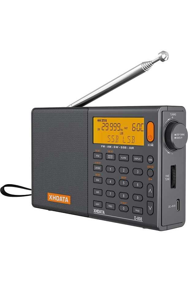 D-808 Taşınabilir Dijital Radyo FM stereo/SW/MW/LW SSB RDS Hava Bandı LCD Ekranlı - 1
