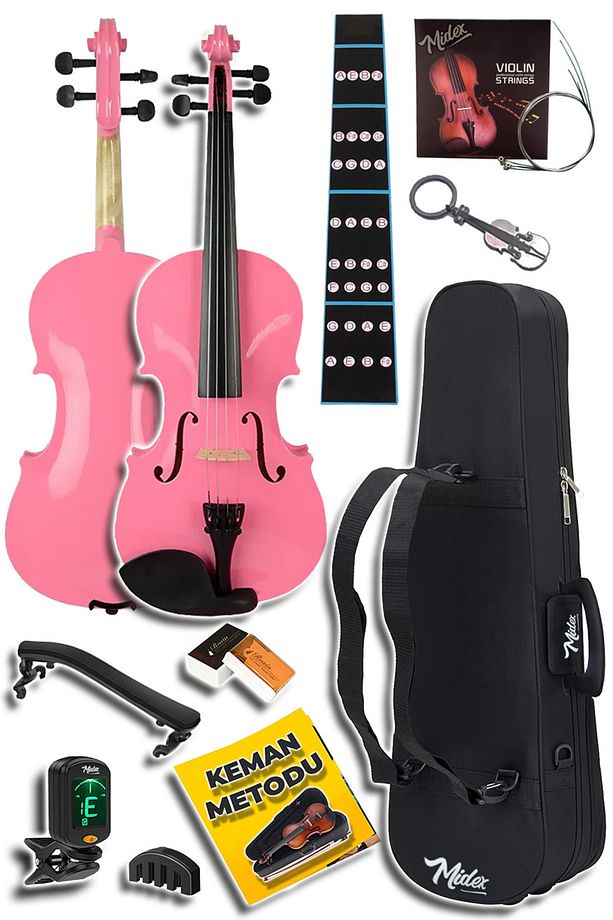 Hga24pink-pak Pembe 1/2 Çocuk Kemanı Seti (YASTIK TUNER SUSTURUCU ÇANTA YAY REÇİNE) - 5