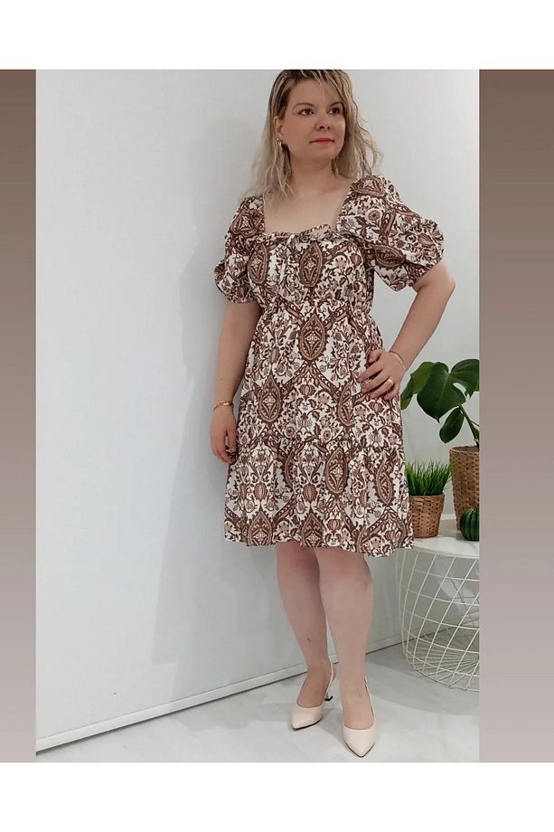 Poplin Kumaş Elbise Karpuz Kol - 3