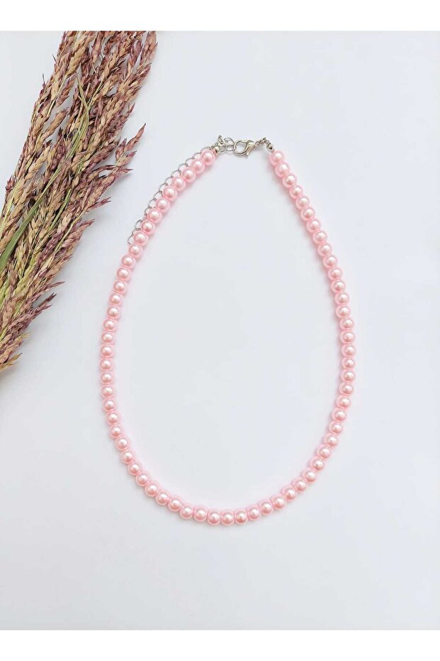 Pink Glass Pearl Necklace