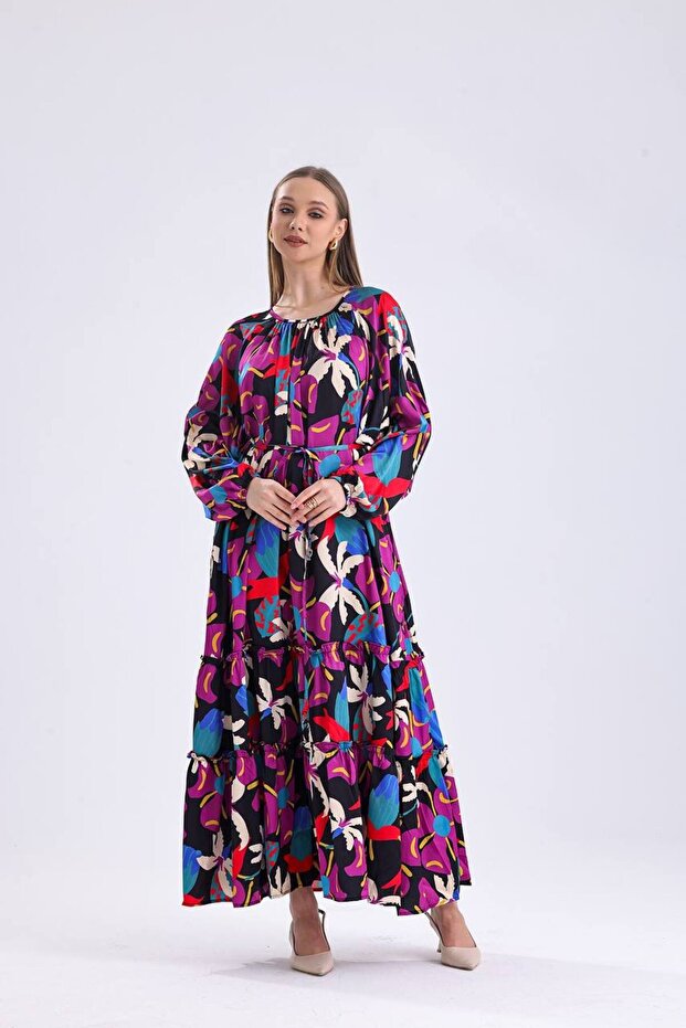 ROCHIE LUNGĂ CU DETALIU DE VOLAN - 1