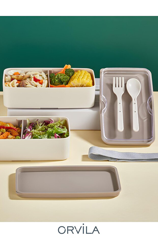 2 Layers Food Storage Container Lunch Box Set - Athlete Diet Student Fitness School Work Lunch Box