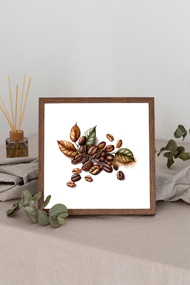Wooden Framed Square Table Coffee Beans