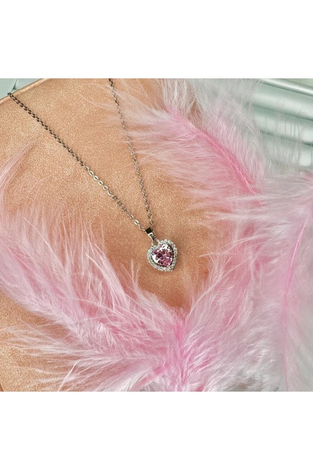 Zircon Stone Small Heart Necklace