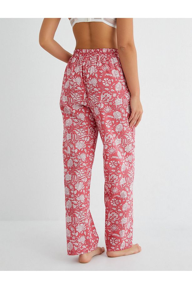 Yüksek Bel Pijama Altı Düz Paça Cep Detaylı - 4