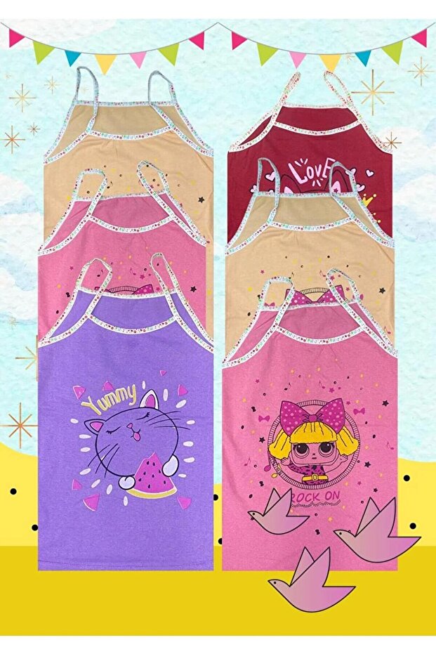 Girl's Cotton Patterned String Hanging Tank Top 12 Pack