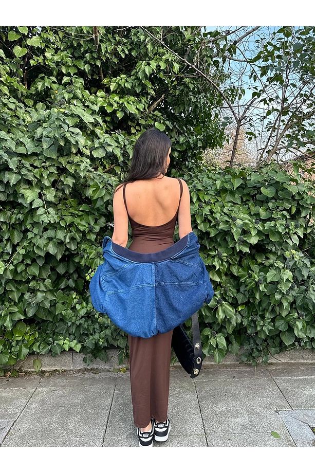 Isabelle askılı Uzun Elbise - 4