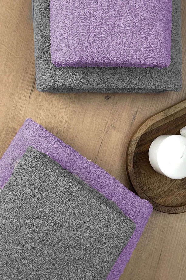 4 lü Banyo Havlusu Takımı Soft Büyük Havlulu Pamuklu Havlu Seti 90X150 Cm Gri - 1