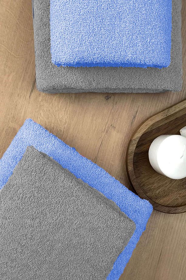 4 lü Banyo Havlusu Takımı Soft Büyük Havlulu Pamuklu Havlu Seti 90X150 Cm Gri - 3