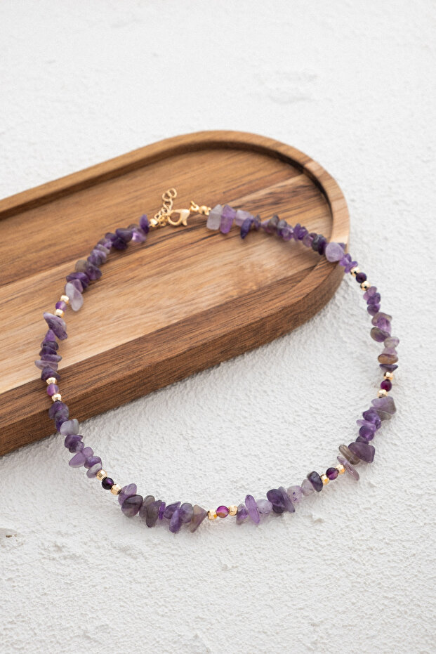 Ametist Natural Stone Broken Pendant 40cm Handmade Custom Made Amethyst Stone Chocker