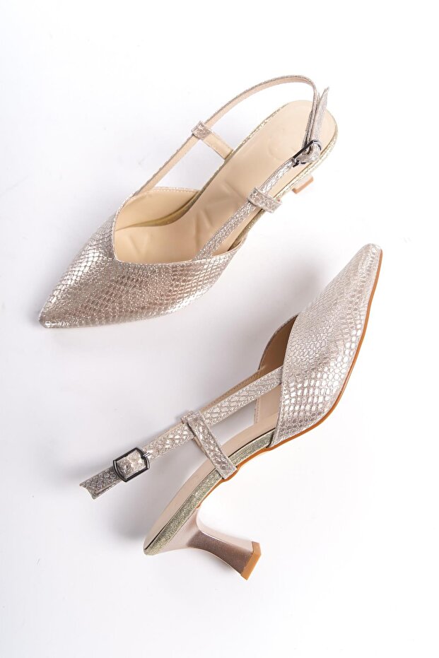 ParParS Glitter Gold Gold Short Heeled Evening Dress Shoes