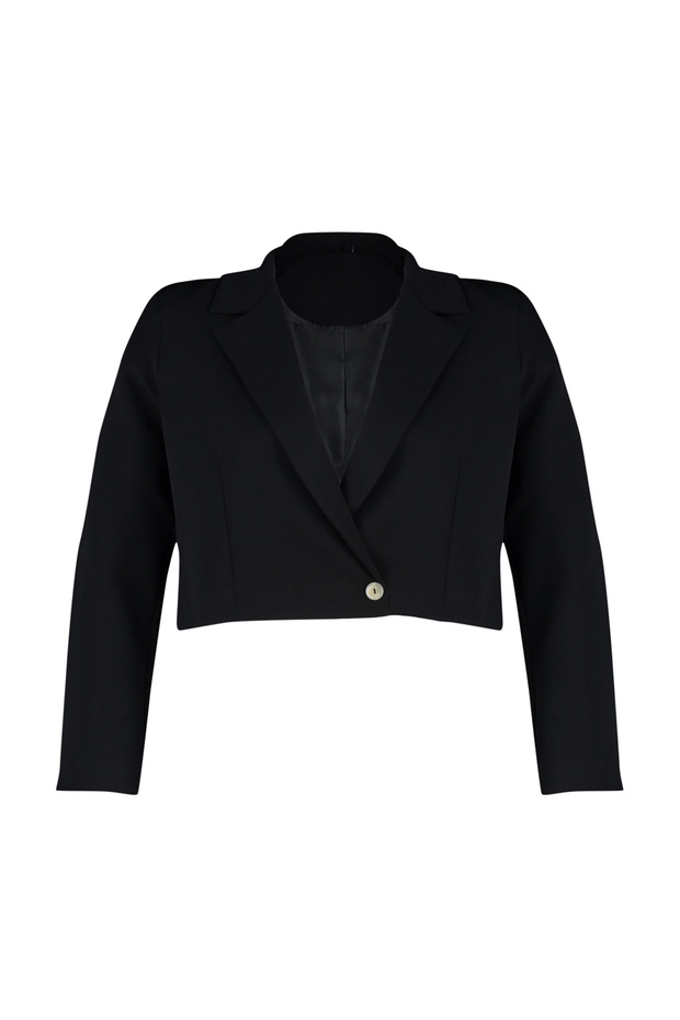 Czarna marynarka z podszewką w dużym rozmiarze TBBSS24AG00003 - 8