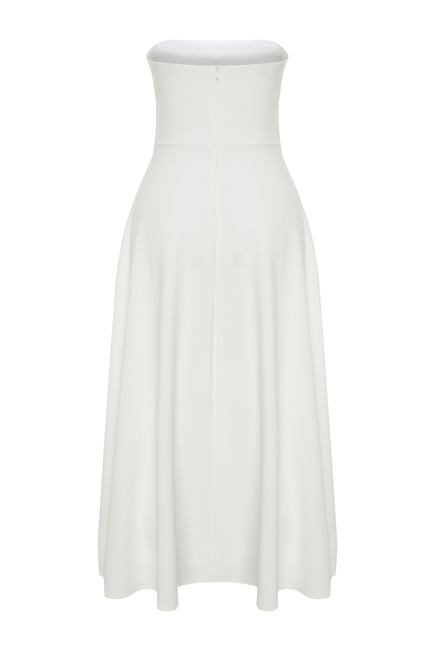 Bridal Beyaz A-Kesim Straplez Dokuma Düğün/Nikah Abiye Elbise TPRSS24EL00139 - 14