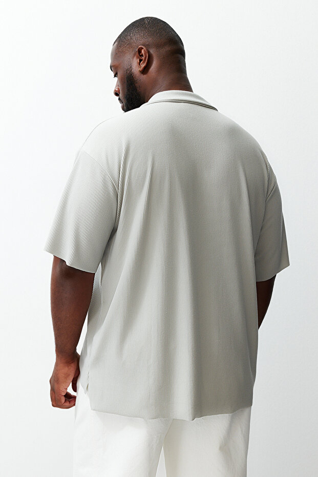Büyük Beden Taş Oversize Dokulu Ottoman Polo Yaka T-Shirt TMNSS24BF00047 - 6