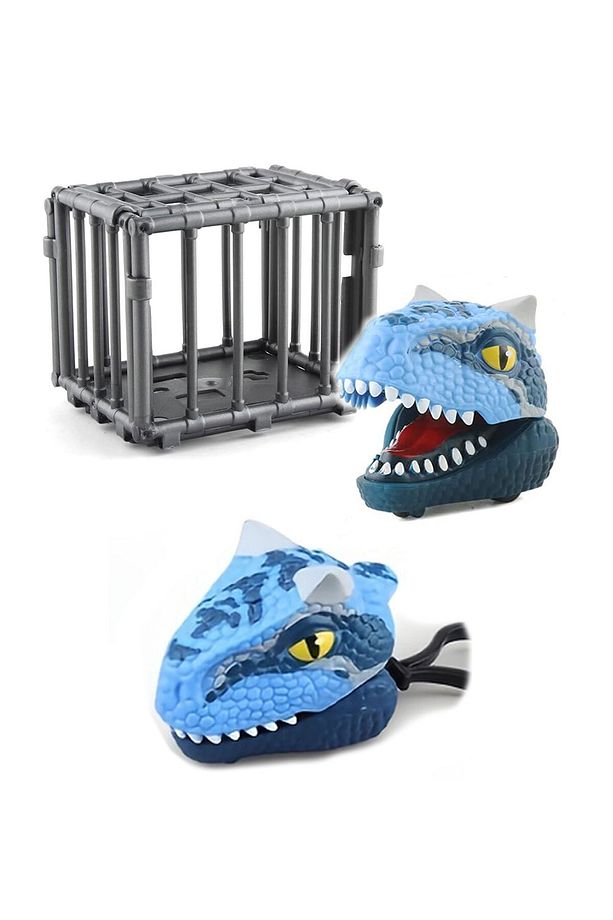 Kafeste Carnotaurus Mini Dinozor Arabası Anahtarlık Oyuncak Çek Bırak Dinozor - 4