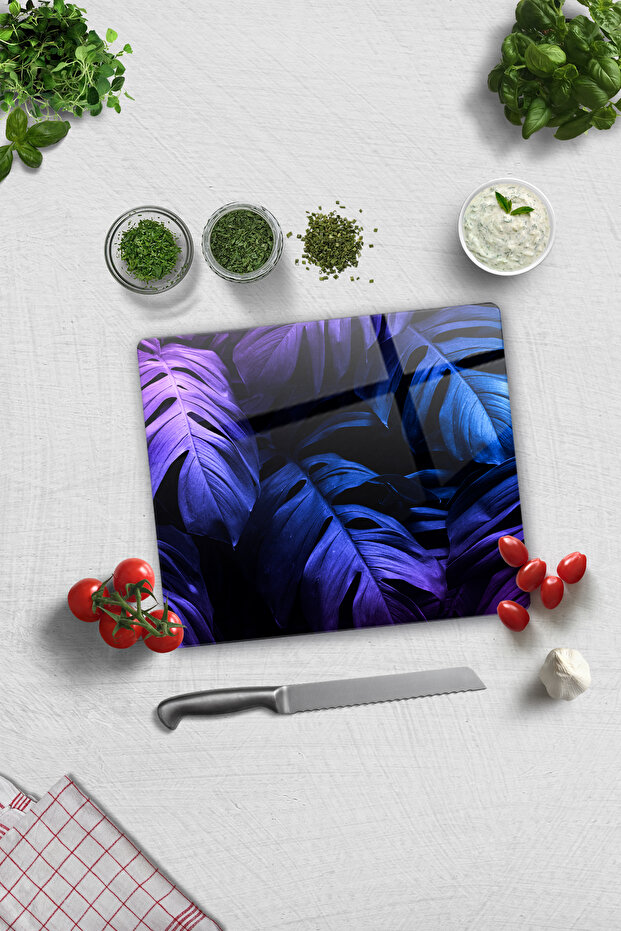 Glass Cutting Board - Glass Cutting Board | Tropical Palm | 29cm X 34cm