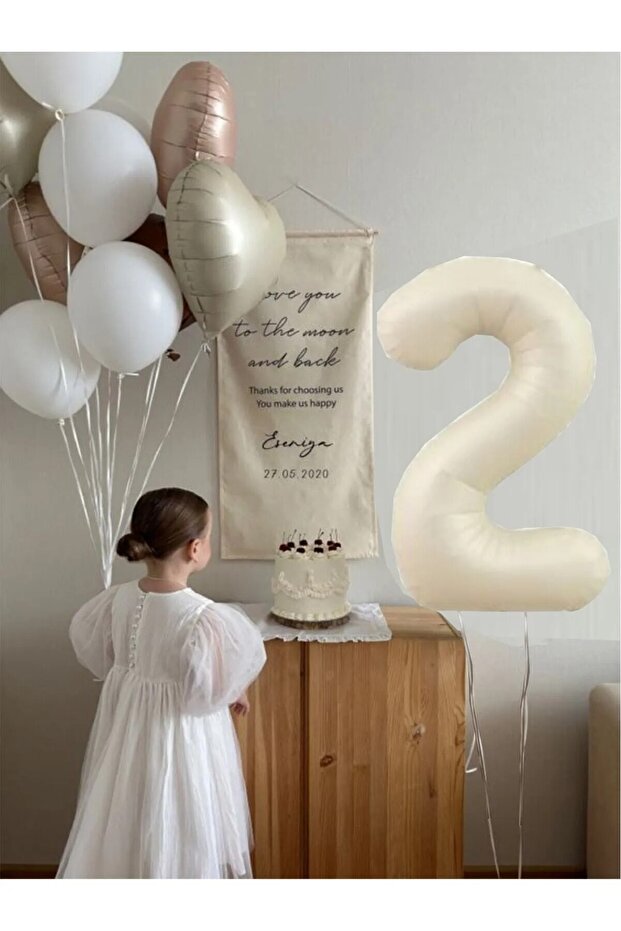 Cream Caramel Foil Balloon Set with Age Foil Covering