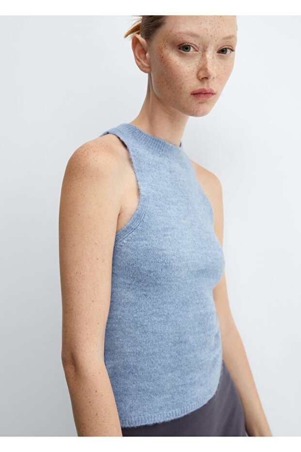 Yuvarlak Yakalı Triko Bluz - 7