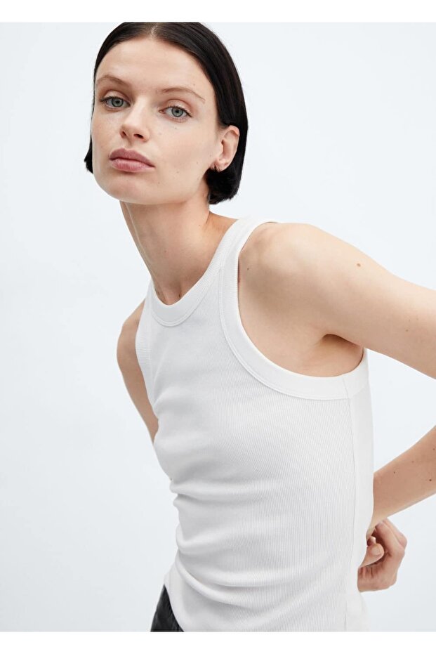 Lastik örgü pamuklu bluz - 6