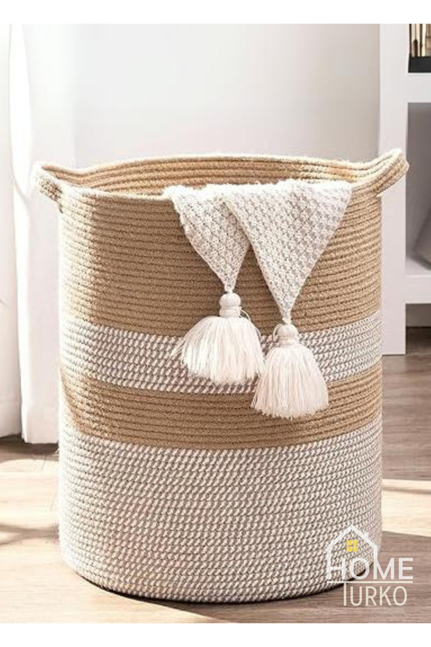 Jute and Wicker Basket - Bathroom, Dirty and Toy Basket, Organizer Flower Pot Basket Organizer