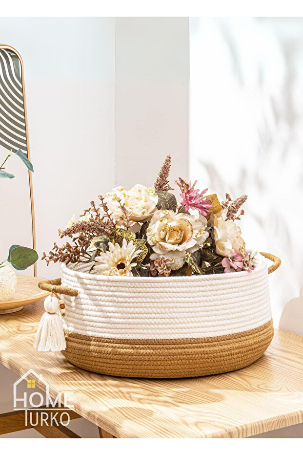 Jute Decorative Basket, Nordic Style Basket, Bohemian Basket, Organizer, Home Turko