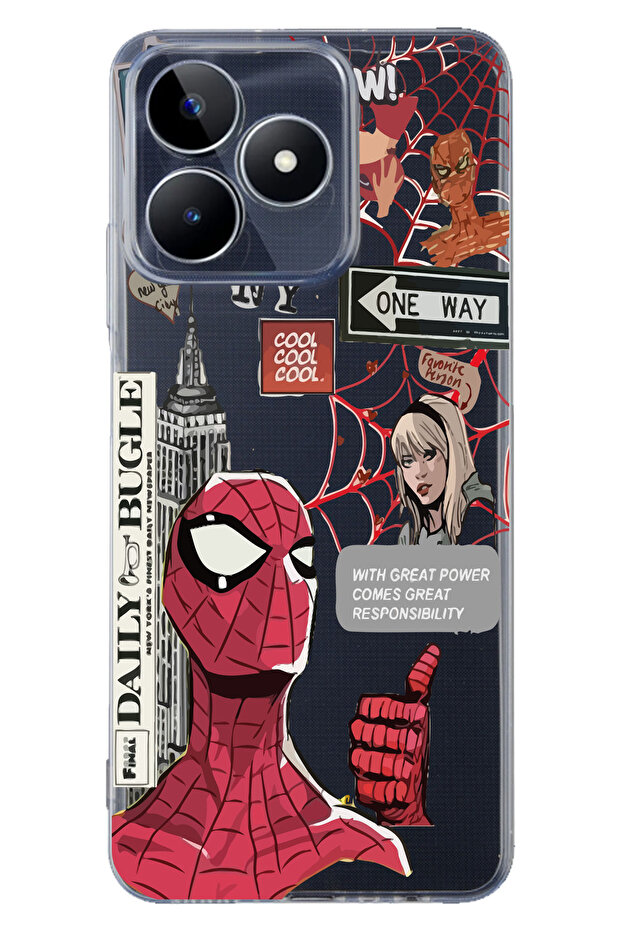 Realme C53 Compatible Spiderman Patterned Transparent Phone Case - 1