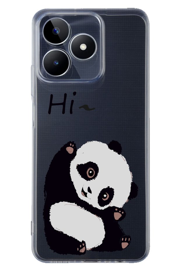Realme C53 Compatible Cute Panda Pattern Transparent Phone Case
