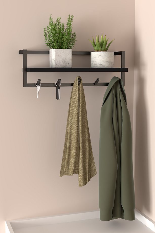 Portmanto Duvar Askılığı Modern Metal Askılık Hol Koridor Mutfak Banyo Havlu Elbise Anahtar Askısı - 3