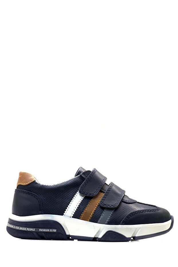 2256 Orthopedic 100% Genuine Leather Young Children's Navy Blue/Tan Shoes